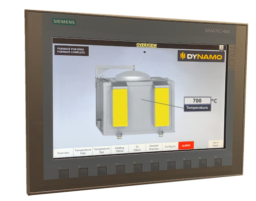 Horno de fusión eléctrico tipo crisol – Serie EM-B – Pantalla de interfaz humano-máquina (HMI por sus siglas en inglés)