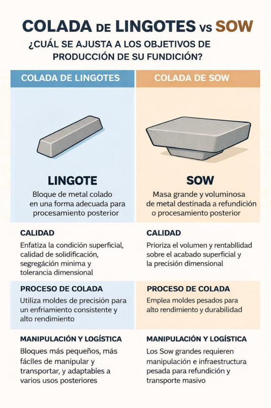 Colada de Lingotes vs colada Sow