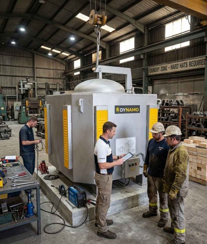 Envío de puesta en servicio del horno de fusión eléctrico EM-B-3500 al fabricante de equipos pesados ​​de Pensilvania-02